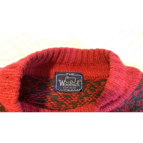Vintage THE WOOLRICH WOMAN Sweater Sz M/L- 100% Wool - Red & Green w/ Sheep - Picture 3 of 12